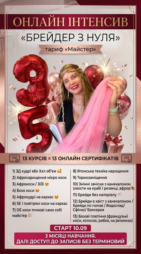 Тариф майстер «Брейдер з нуля»